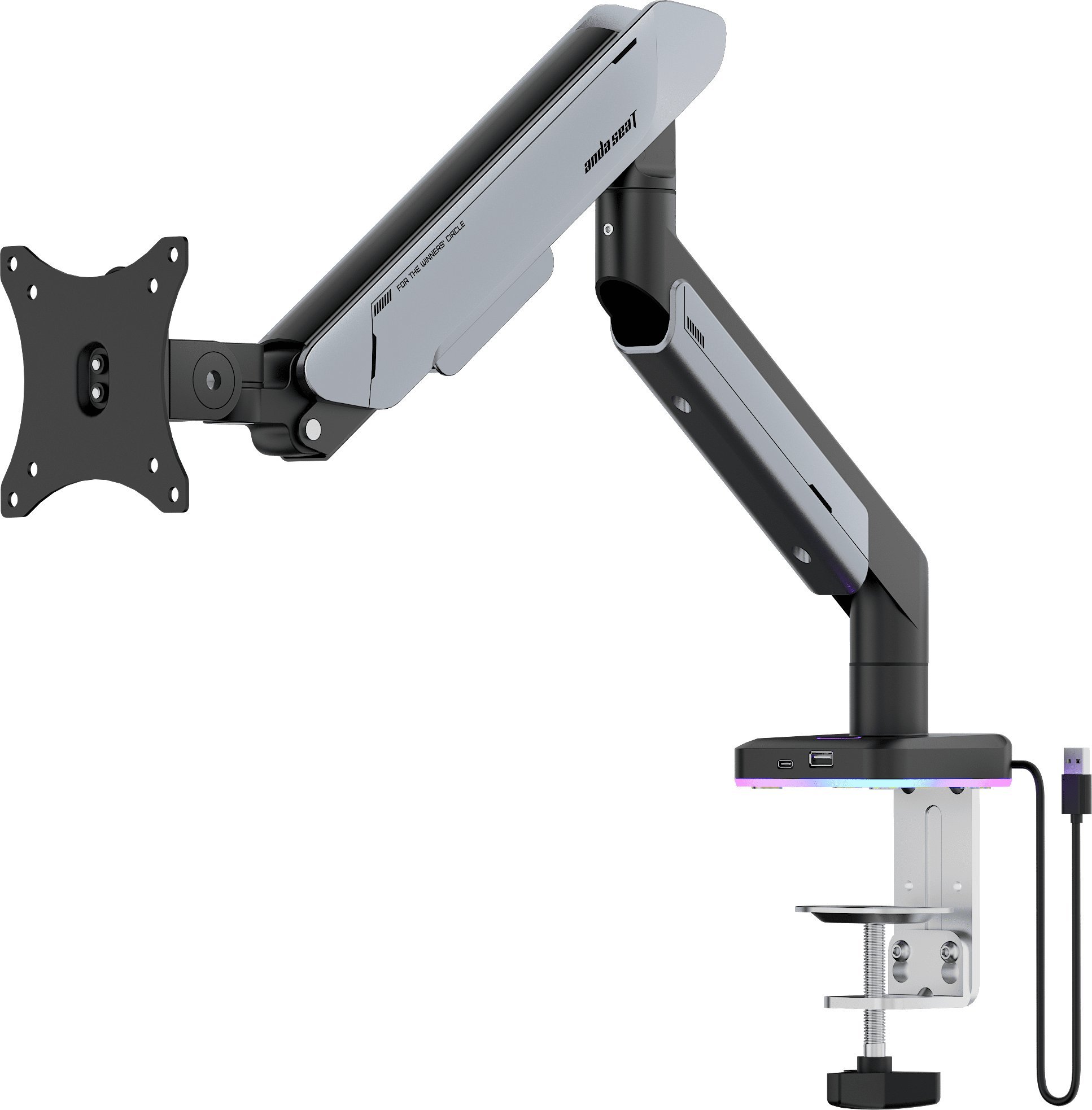 Носач за монитор Anda Seat Stealth II PRO RGB, 17"-42", до 15kg, титаниум