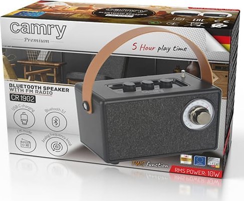 Radio portative Camry CR 1902, Bluetooth, USB C, e zezë
