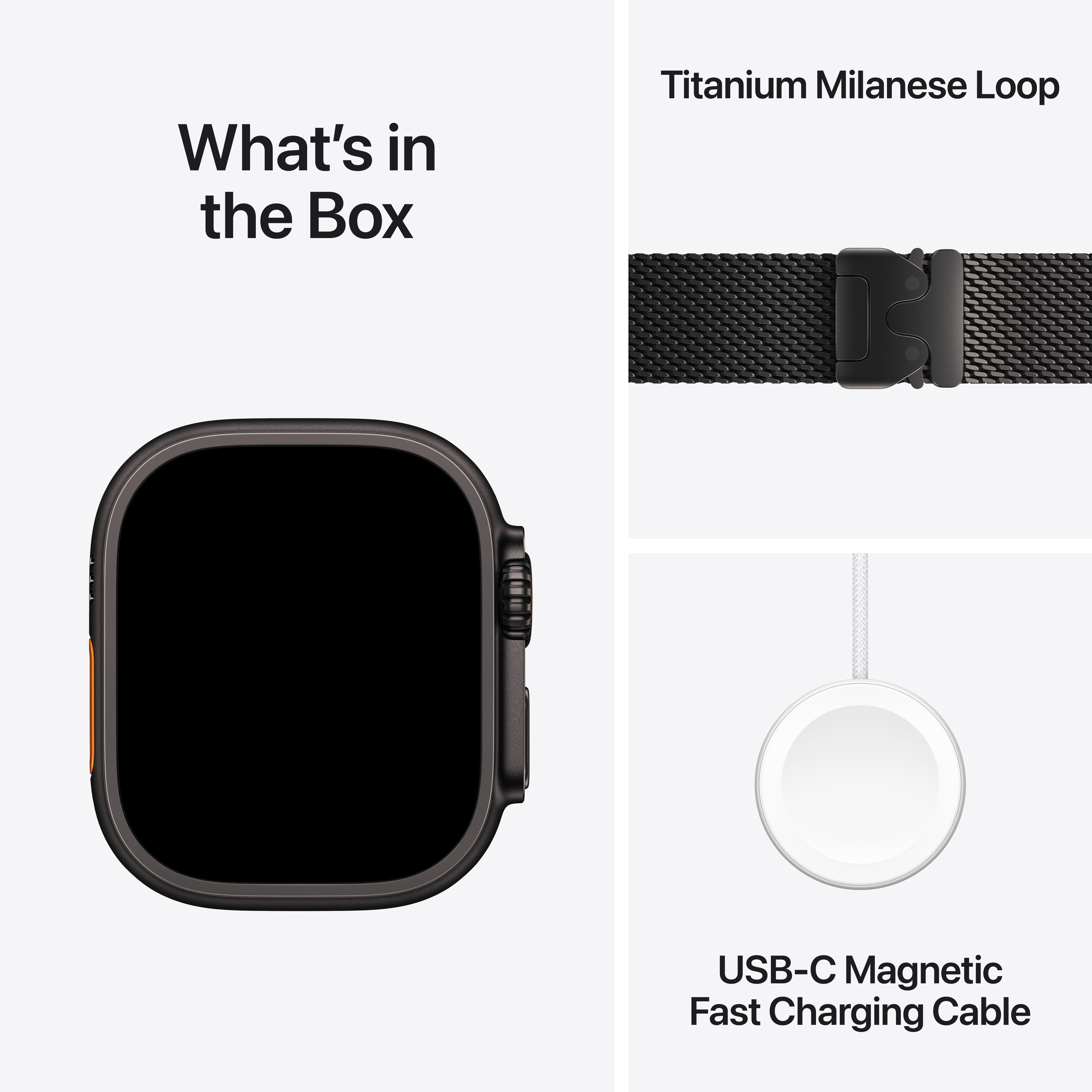 Apple Watch Ultra 3 Cellular 49mm Black Titanium Case with Black Titanium Milanese Loop, Medium
