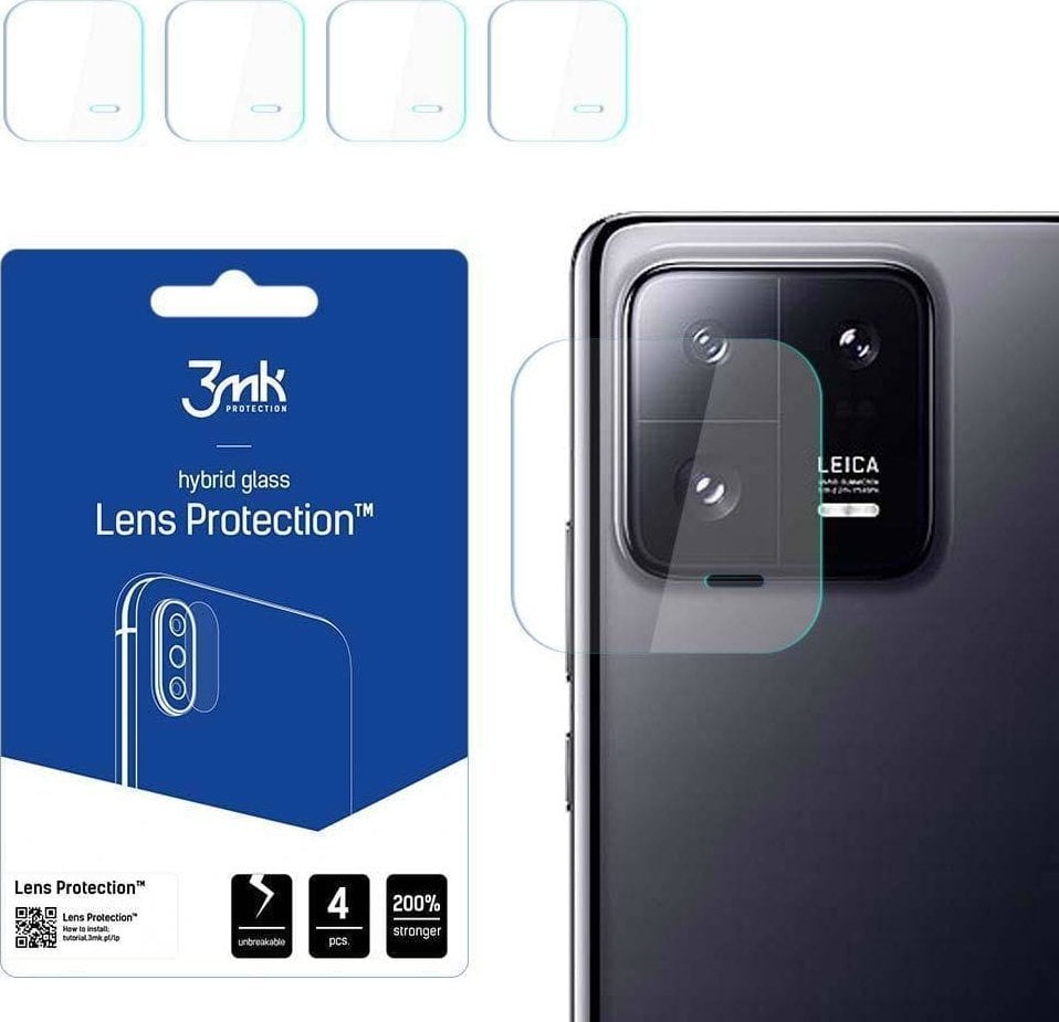 Mbrojtës camere 3MK Lens Protect për Xiaomi 13 Pro, set 4 copë, xham hibrid transparent