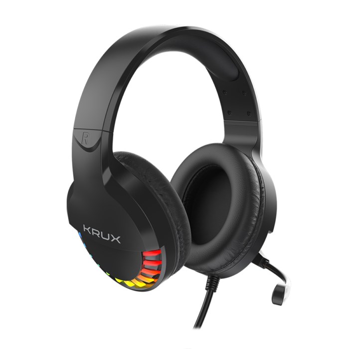 Kufje Krux Fizz RGB, me kabllo, të zeza