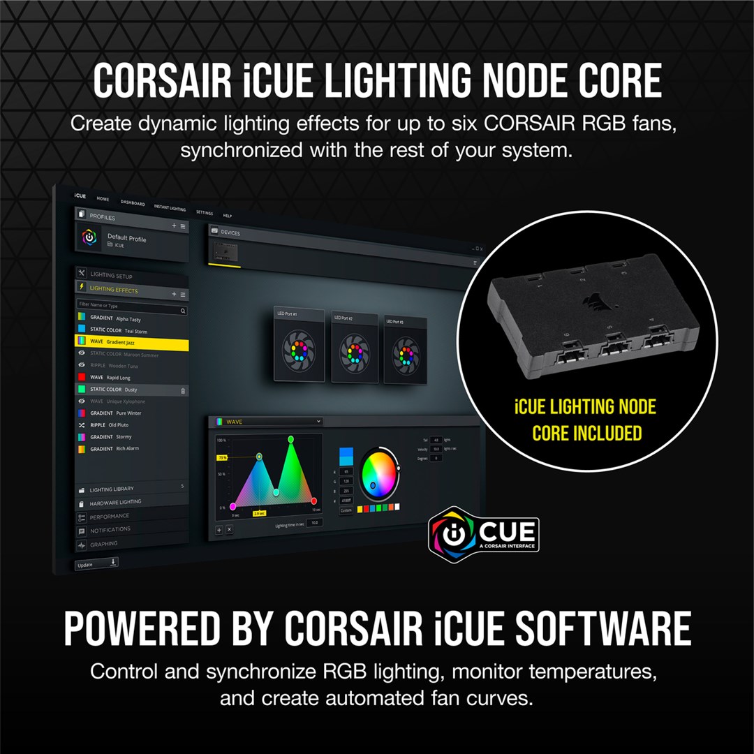 Set ventilatorë CORSAIR iCUE SP120 RGB ELITE, 120mm, PWM, 1500 RPM, i zi