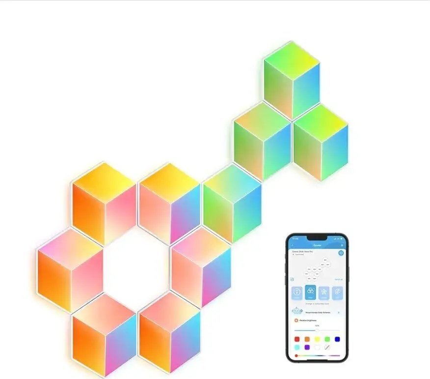 Panele LED inteligjente Govee Glide Hexa Pro, 10 copë, RGBIC, shumëngjyrëshe