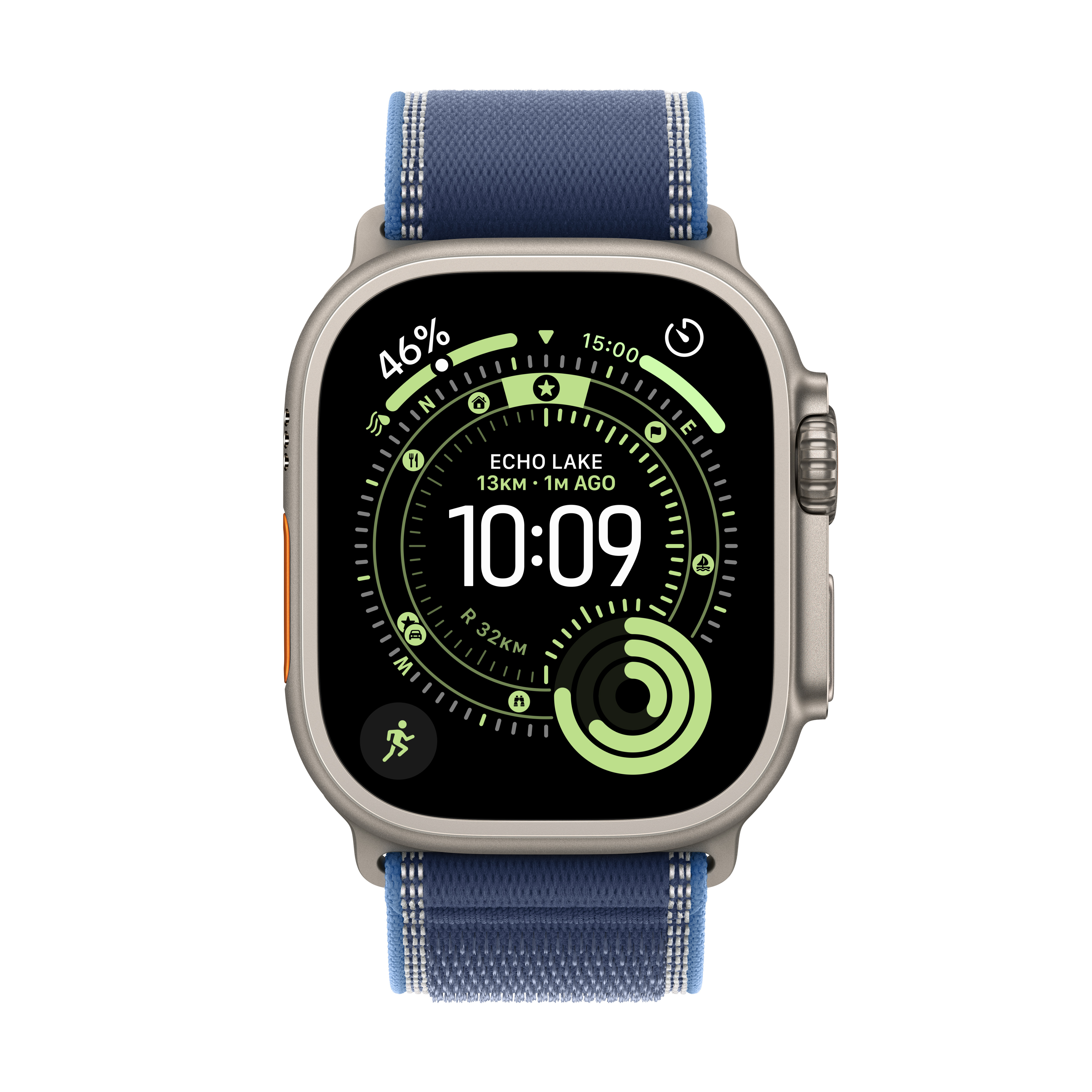 Apple Watch Ultra 3 Cellular 49mm Natural Titanium Case with Blue/Bright Blue Trail Loop, M/L
