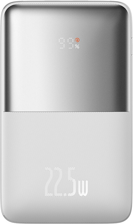 Powerbank me ekran dixhital Baseus Bipow Pro, 20000mAh, 22.5W, i bardhë + kabllo USB-A/USB-C, 30cm, e bardhë