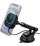 Држач за автомобил со полнач Spigen OneTap MagFit, безжичен 7.5W, MagSafe, црн