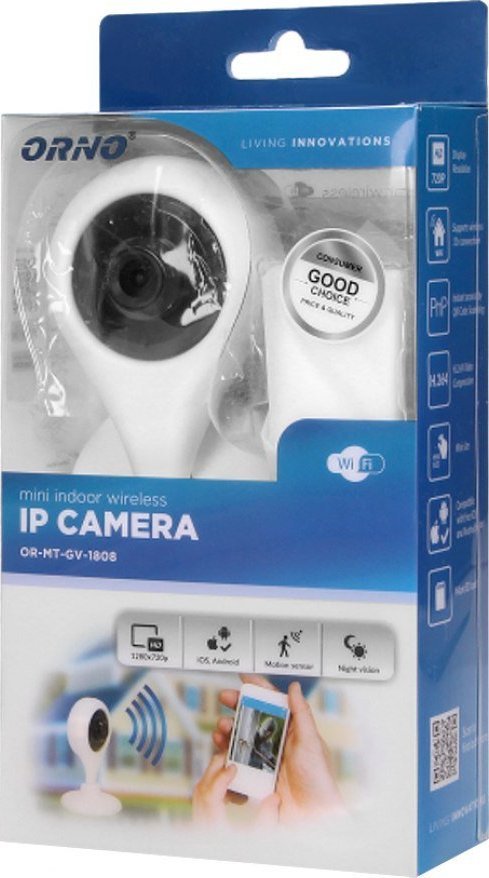 Kamerë IP Orno Wireless, HD 720p, WiFi LAN, e bardhë