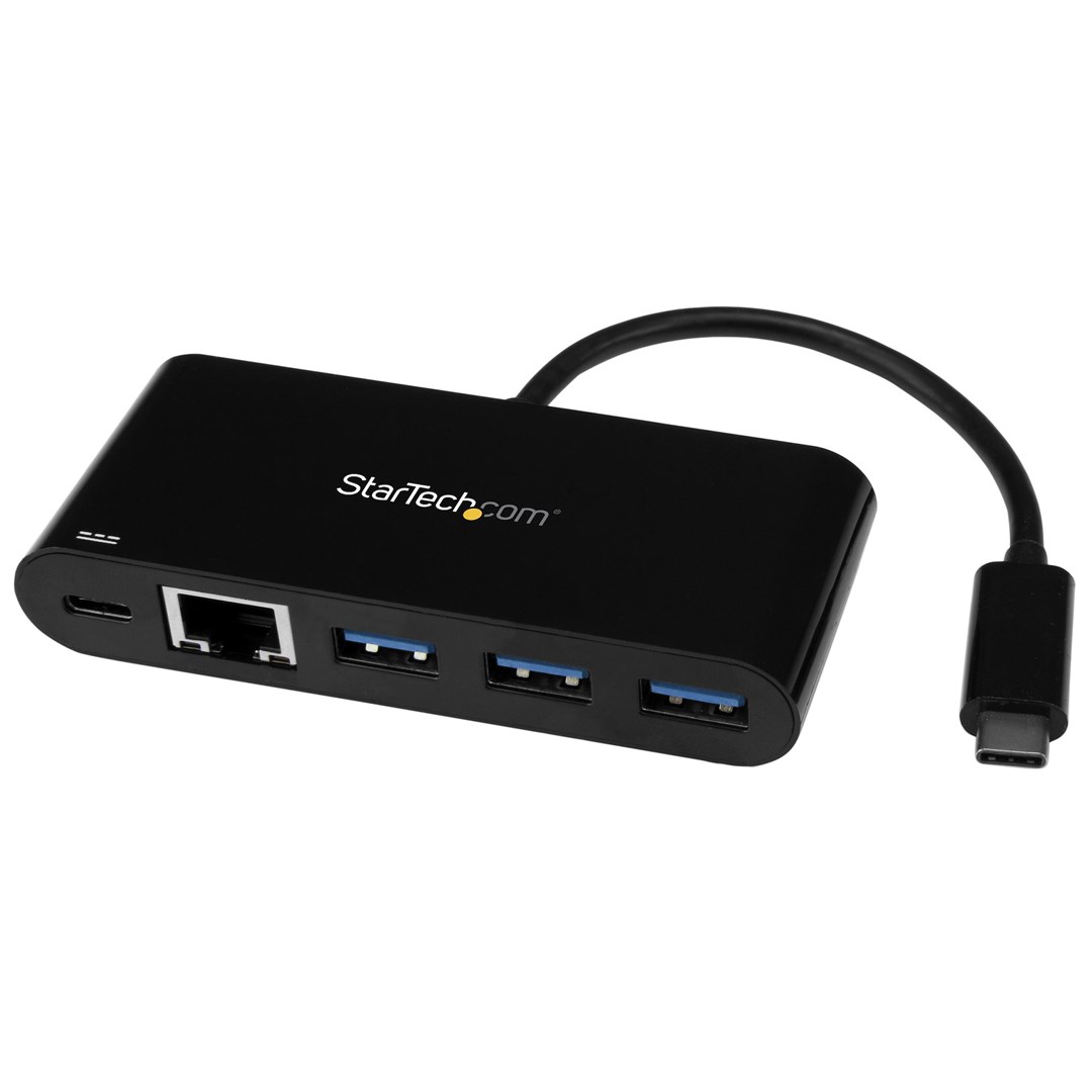 Përshtatës Startech, USB-C në Ethernet StarTech.com, 3 porta USB 3.0, Power Delivery, i zi