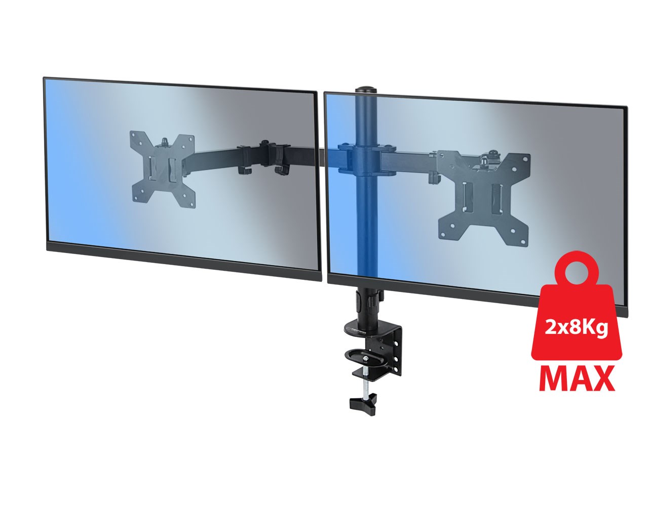 Mbajtëse tavoline për dy monitorë Esperanza Sylene, 10-27", VESA 100x100, e zezë