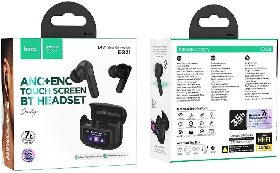 Kufje wireless in ear Hoco EQ21, TWS ANC ENC, ekran me prekje, të bardha