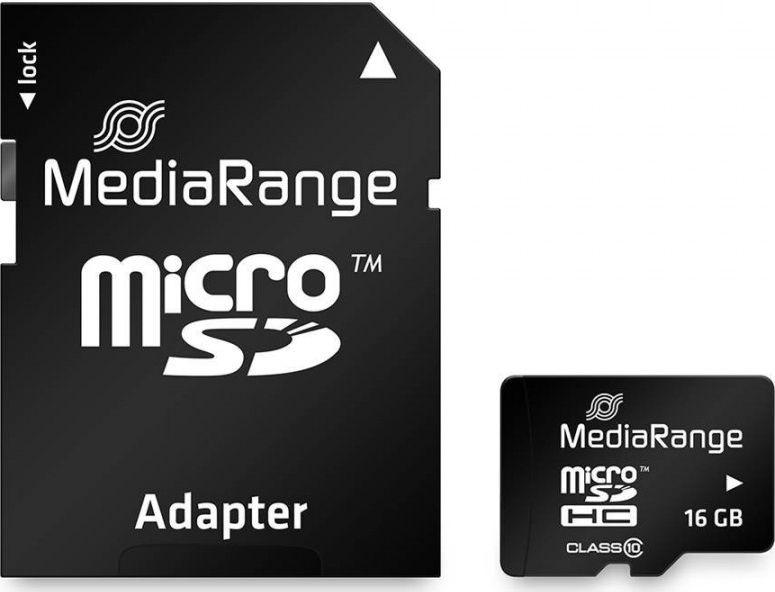 Kartë memorie MediaRange, MicroSDHC, 16GB, Class 10, UHS-I, + përshtatës