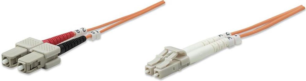 Kabllo fibër optike Intellinet Patch, OM2, LC në SC, 2m, duplex, portokalli