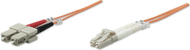 Kabllo fibër optike Intellinet Patch, OM2, LC në SC, 2m, duplex, portokalli