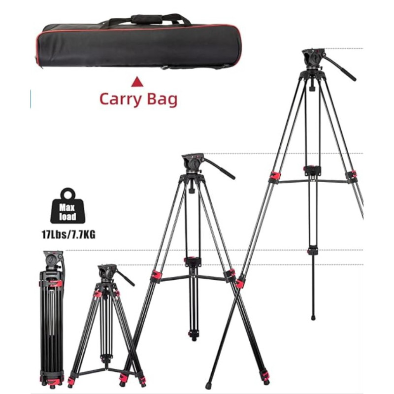 Video Tripod with Fluid Head 185cm