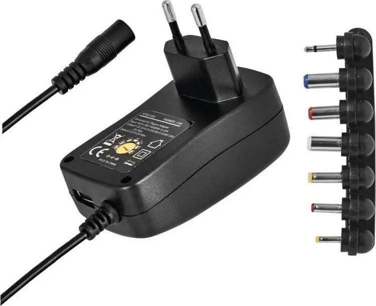 Adapter rryme Emos N3112, 3V 12V, 1500mA, me USB, i zi