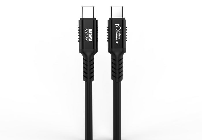 Kabllo USB C MicroConnect Premium, USB4 80Gbps 240W, 0.5m, gri