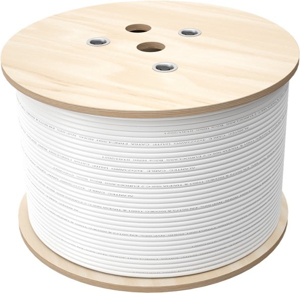 Коаксијален кабел FireHardy RG6, 75 Ohm, трислојна заштита A++ 120 dB, 500 m, бел