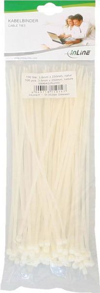 Kapëse kablloje InLine 250 mm x 3,6 mm (59964G), e bardhë, 100 copë