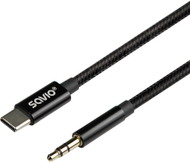 Kabllo audio Savio CL-188, USB C në 3.5mm, 2m, e zezë