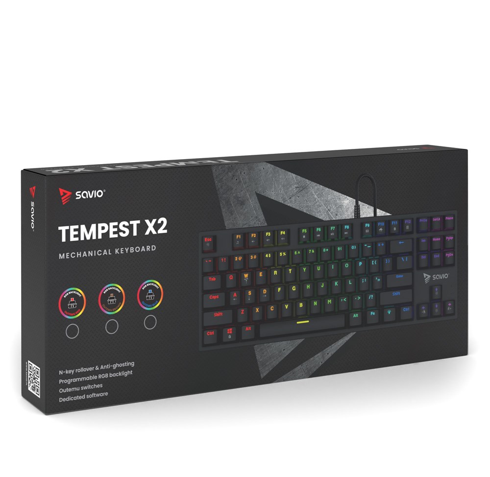 Tastierë mekanike Tempest X2, Outemu Brown, RGB, e zezë