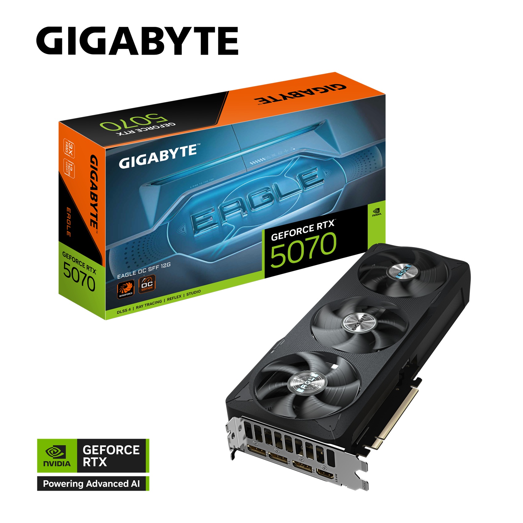 Графичка картичка GIGABYTE GeForce RTX 5070 EAGLE OC SFF, 12GB GDDR7, 2587 MHz, црна