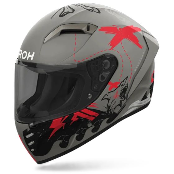 Helmetë integrale Airoh Connor Desperado, termoplastike HRT, vizor anti gërvishtje, matt gri e zezë portokalli, L