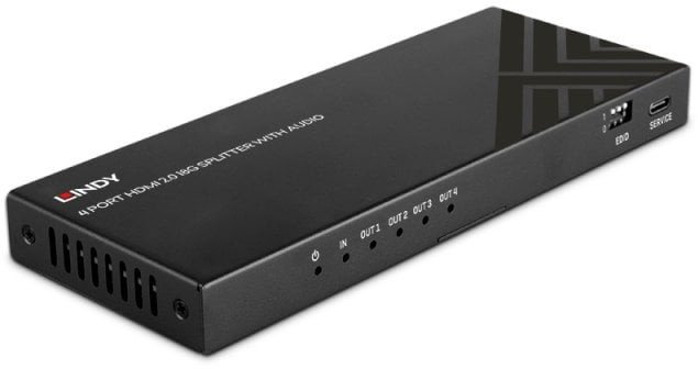 Splitter HDMI LINDY 4 porta, 8K 60Hz, me audio, i zi