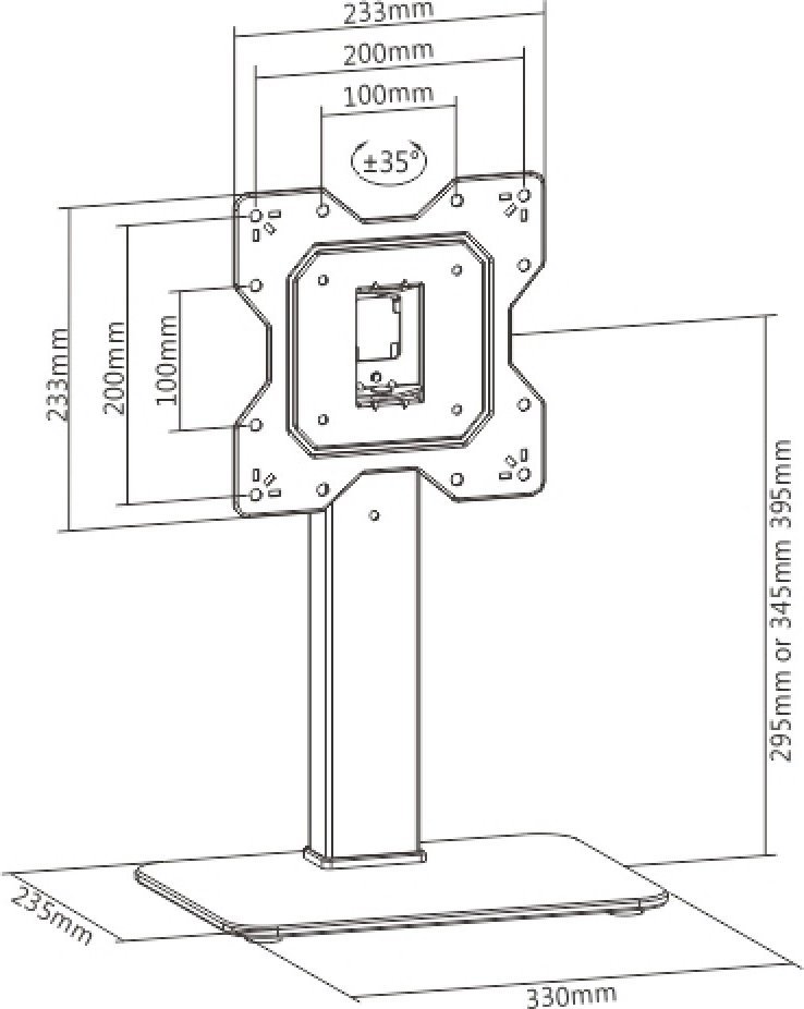 Stendë tavoline për monitor Techly ICA-LCD 323S, 23"-43", VESA, e zezë