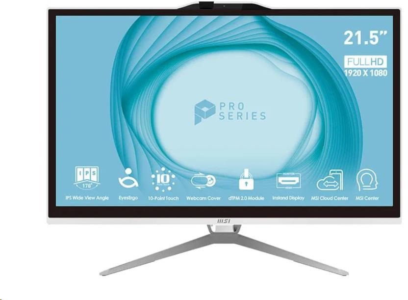 Компјутер All in One MSI PRO AP222T 13M, 21.5\" IPS Full HD со допир, Intel Pentium, црн