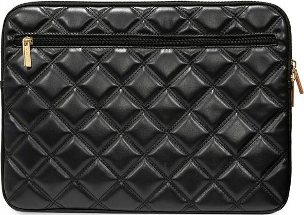 Mbështjellëse laptopi Guess Sleeve Quilted 4G, deri 16", lëkurë ekologjike, e zezë