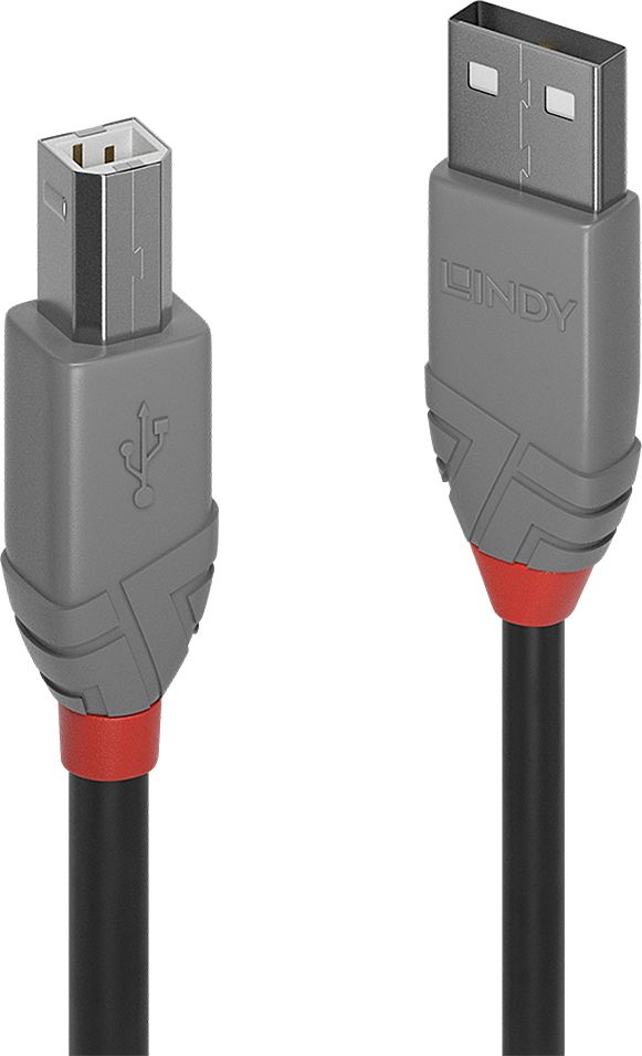 Kabllo Lindy USB-A - USB-B, 0.2m, e zezë
