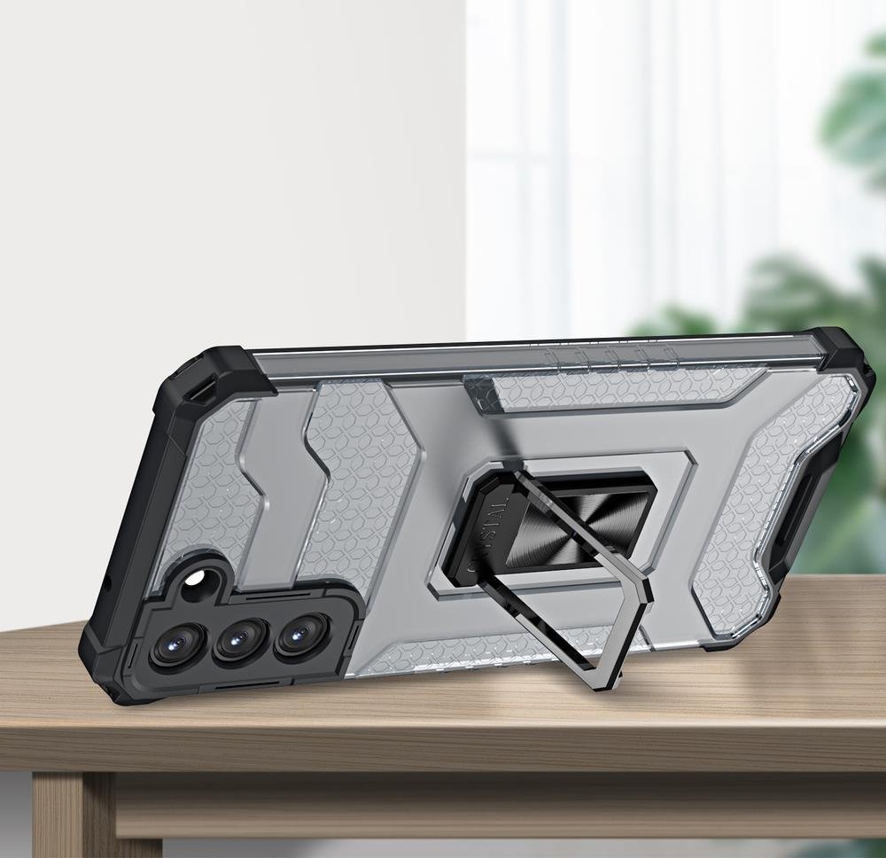 Maskë telefoni Hurtel Crystal Ring Case, Samsung Galaxy S22 Plus, hibride, me unazë magnetike, e kuqe