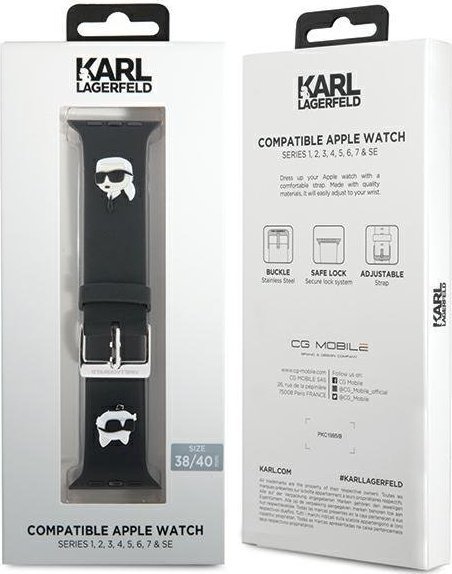 Каишка за рака Karl Lagerfeld за Apple Watch, 38/40/41mm, гума, црна