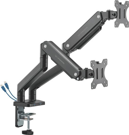 Mbajtëse tavoline për dy monitorë Ultradesk Branch UD-BRAN-DB, 17"-32", kapacitet 20 kg, e zezë