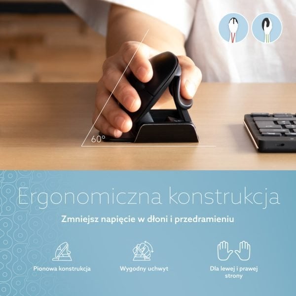 Maus ergonomik R-Go Tools R-Go Twister, Bluetooth dhe me kabllo, i palosshëm, për të dy duart