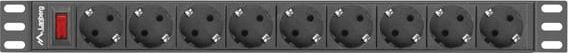 Prizë PDU Lanberg PDU-09F-0300-BK, 19" 1U, 9x Schuko, kabllo 3 m, e zezë