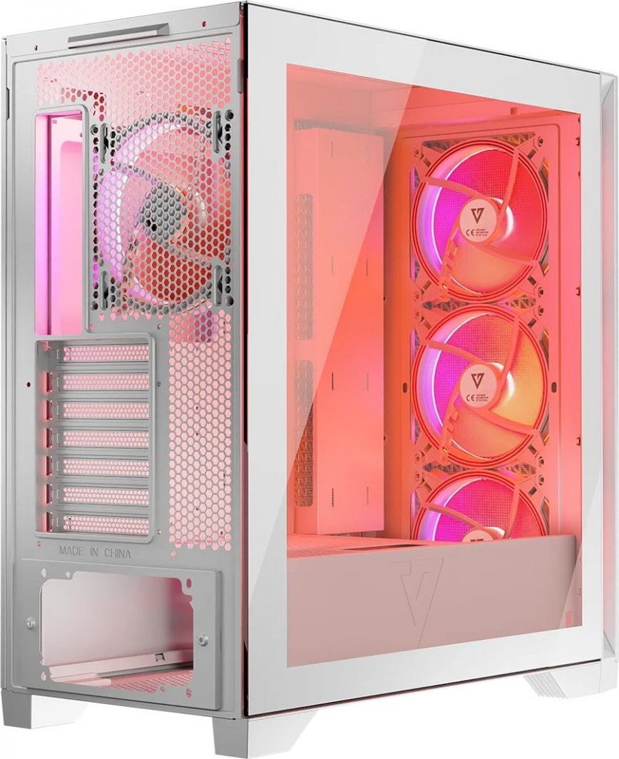 Kasë Modecom Volcano Expanse T Apex ARGB, e bardhë, Midi Tower