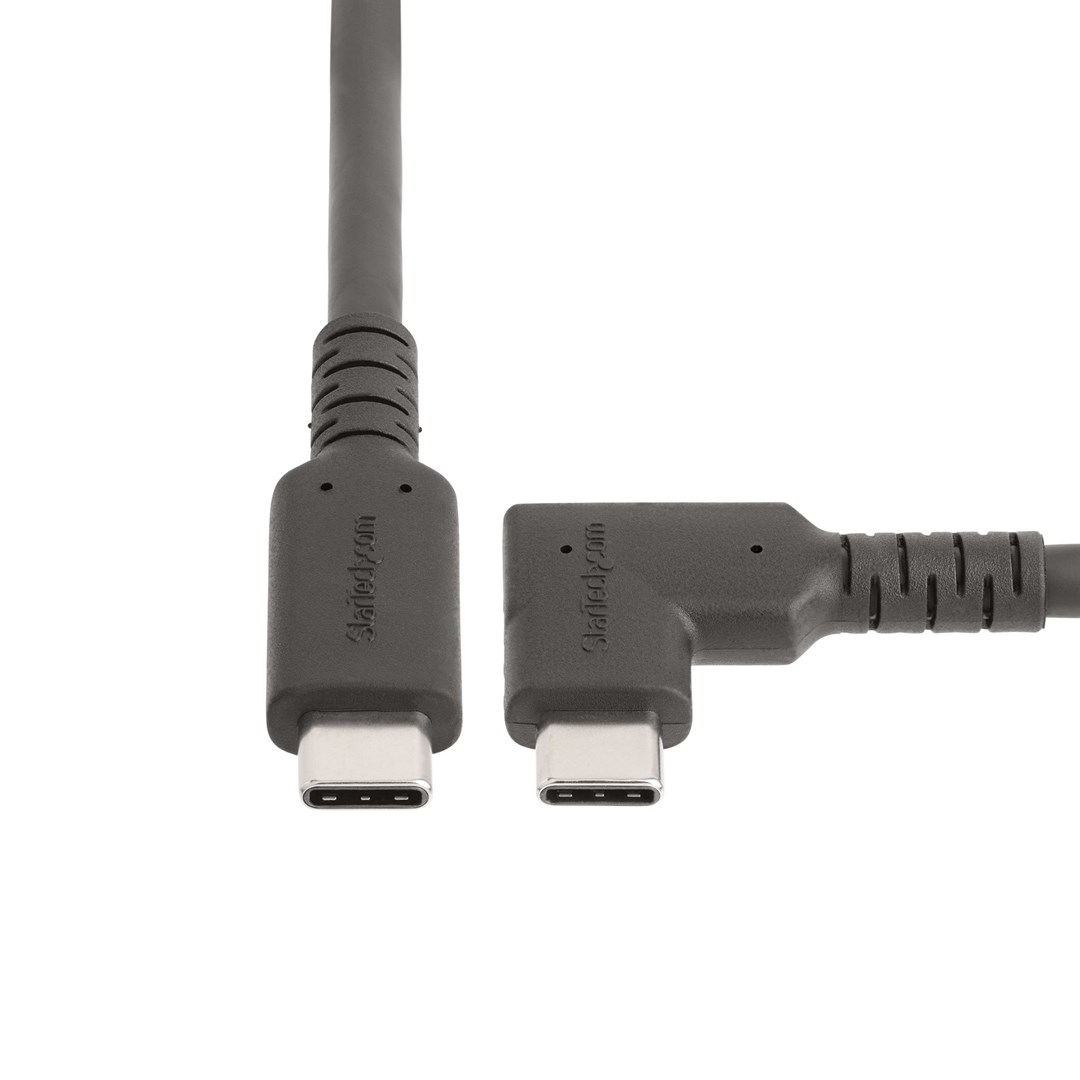 Kabllo Startech USB-C në USB-C, kënd 90 gradë, 10 Gbps, e zezë