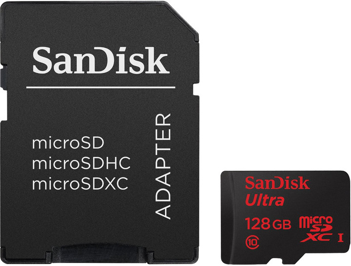 Kartë memorie SanDisk Micro SDXC Ultra Android 128GB Klasa 10 + adapter SD 