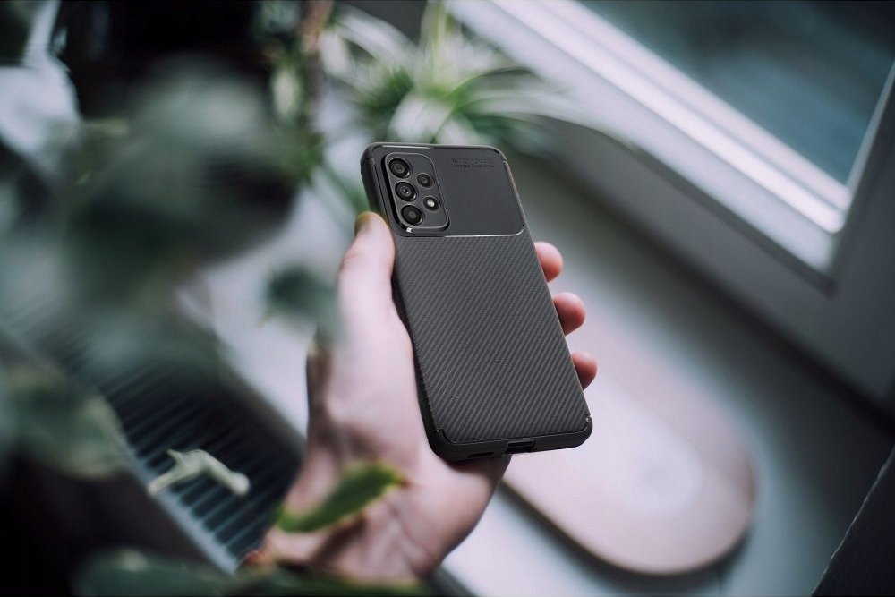 Këllëf telefoni OEM për Samsung Galaxy A05s, TPU karboni, mbrojtës, i zi