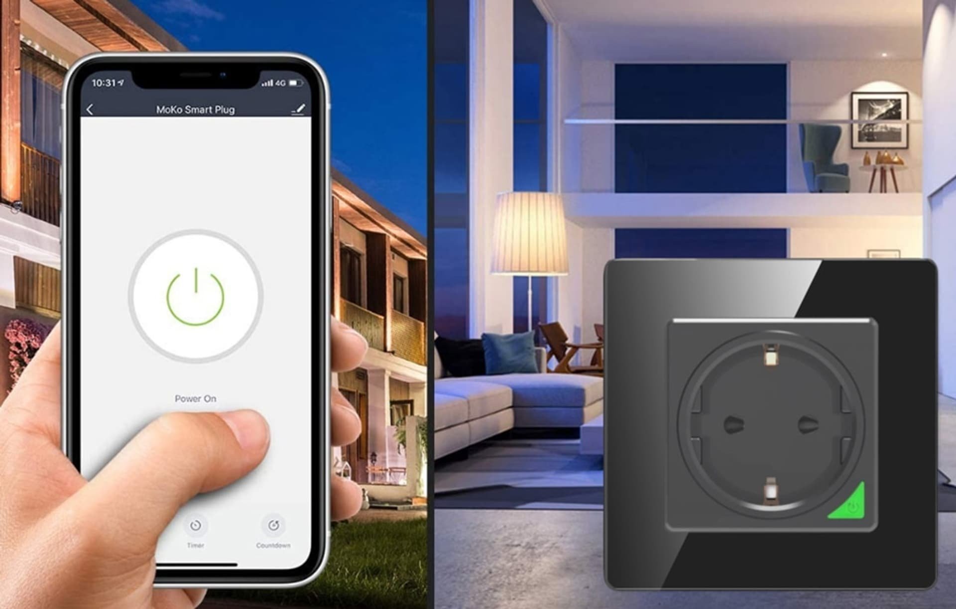 Prizë smart muri Avatto N-WOT10-E, WiFi, 16A, e zezë