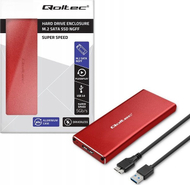 Kuti e jashtme Qoltec për SSD M.2 SATA NGFF, USB 3.0, 2TB, e kuqe