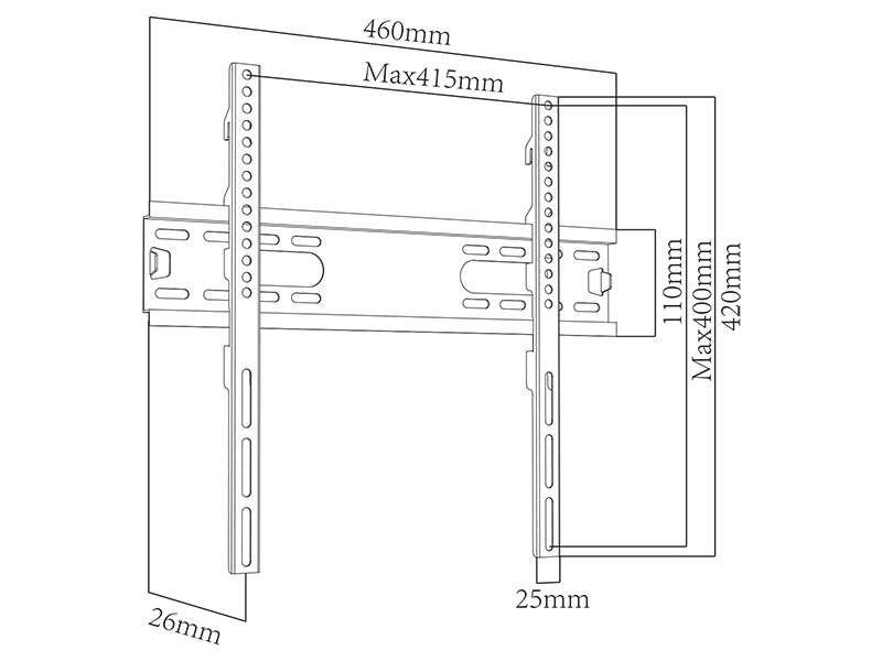 Mbajtëse TV HQ, 26-55", 40kg, VESA 400x400, e zezë