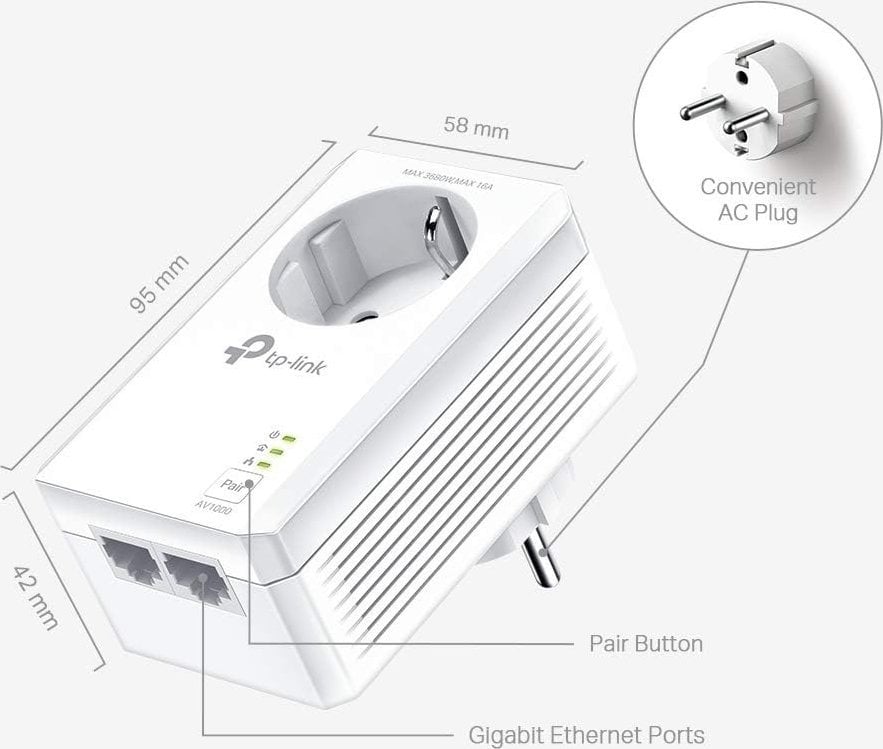 Adapter PowerLine TP-Link TL-PA7027P KIT, 1000 Mbps, 2 porta Gigabit, i bardhë