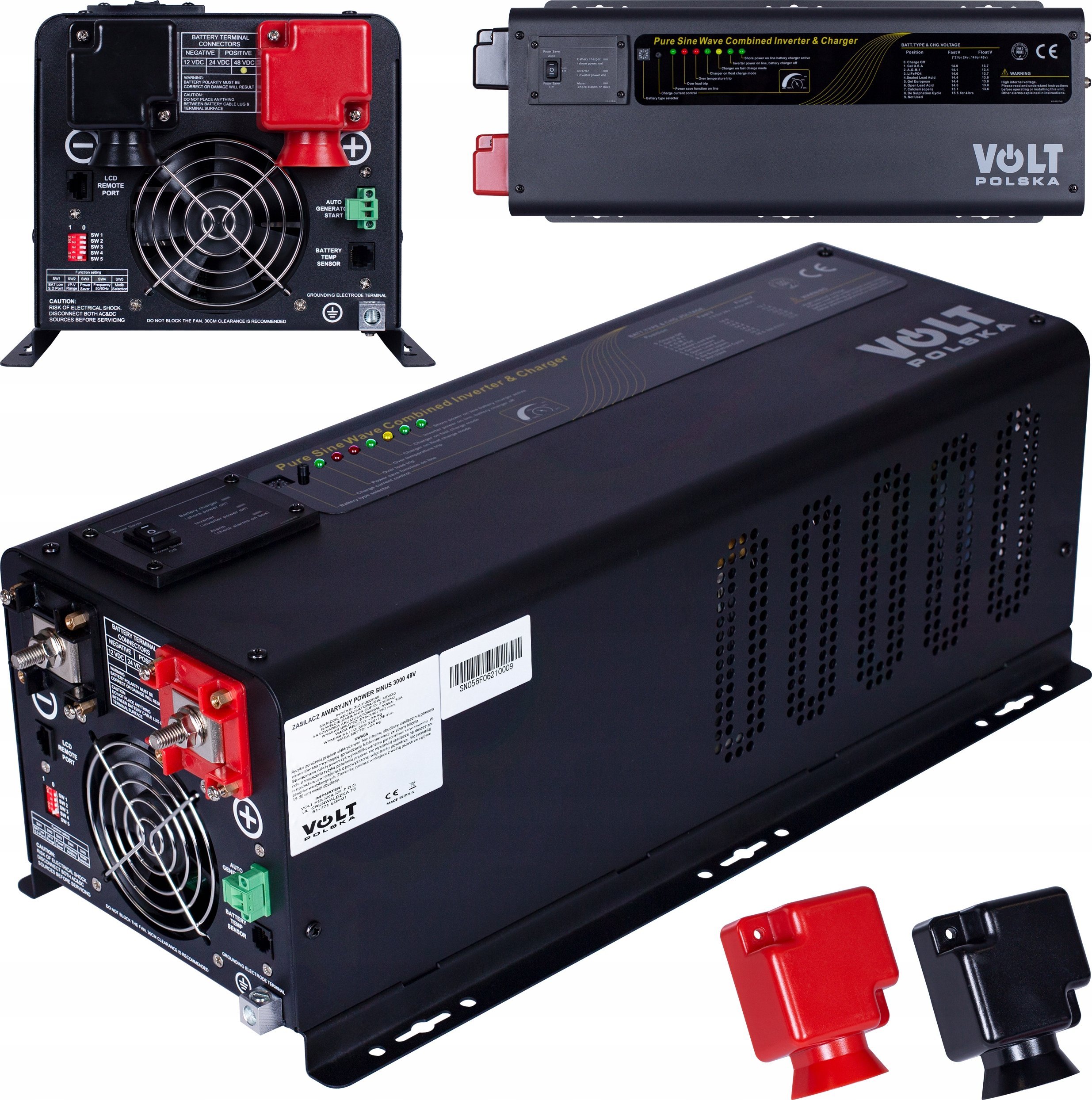 UPS High Power Power Sinus 9000VA 3000W, итен напојувач на енергија, синусен бран, црн