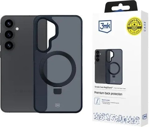 Kфтин 3mk Smoke Case MagStand за Samsung Galaxy S25, MagSafe, со постолје, сива чадеста