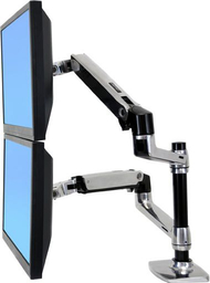 Krah monitori Ergotron LX Series Dual Stacking Arm, 24", për tavolinë, argjendtë