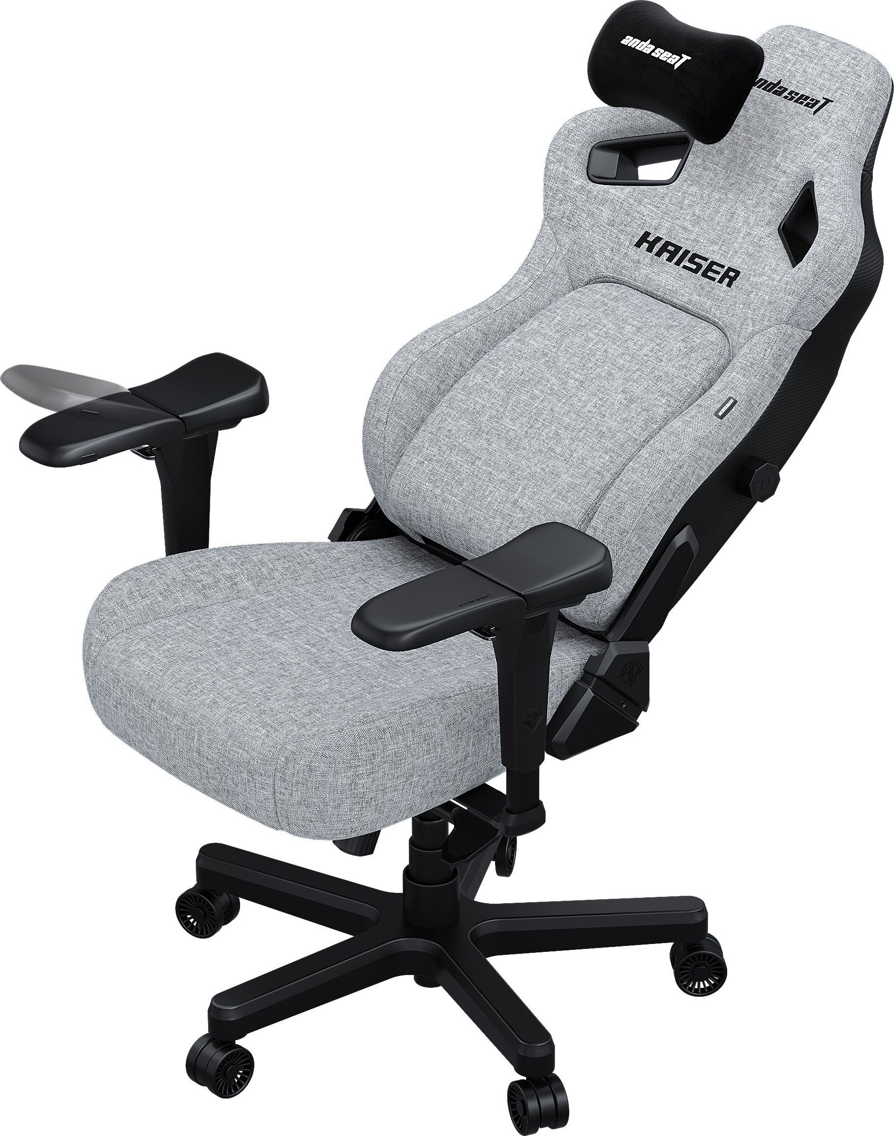 Гејминг столица AndaSeat Kaiser 4 Series XL, материјал лен, интегрирана лумбална поддршка, сиво-сива