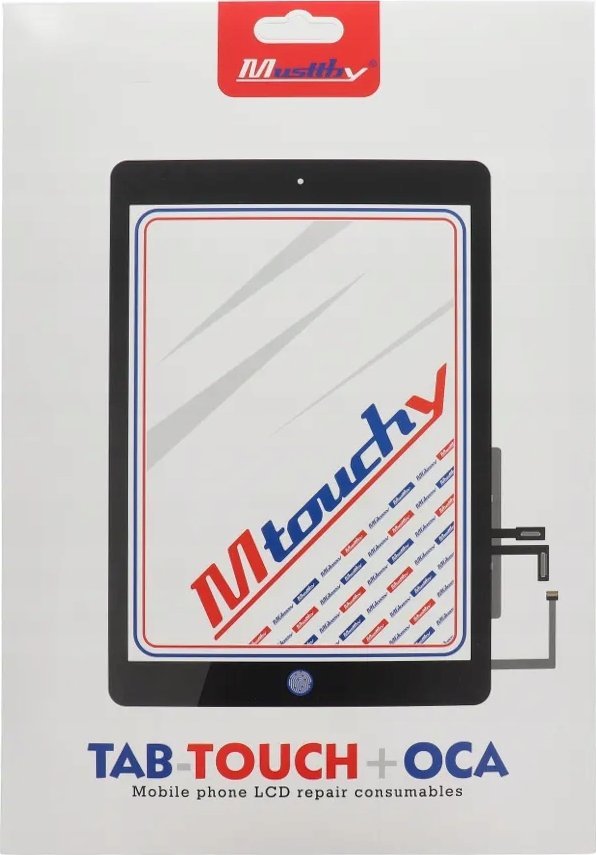 Стакло со екран на допир MUSTTBY за iPad 5, со копче Home, бело