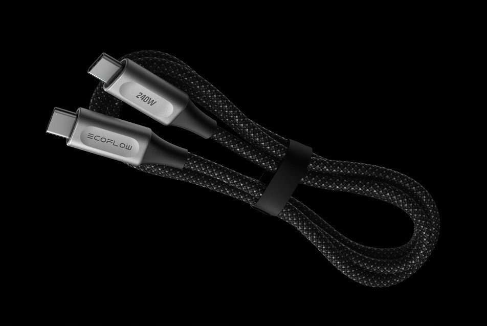 Kabllo USB C në USB C EcoFlow 240W, karikim i shpejtë, e zezë
